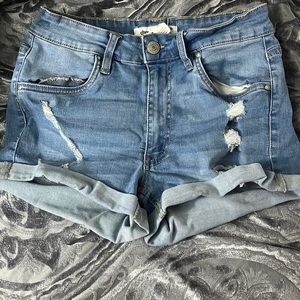 Denim ripped shorts